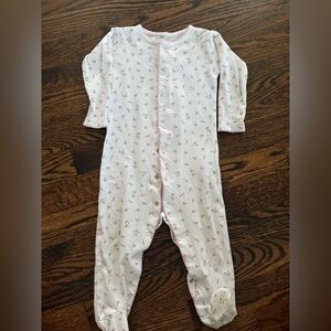 Kissy Kissy White Floral Bodysuit with Pink Trim